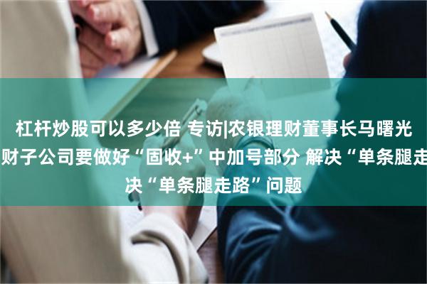 杠杆炒股可以多少倍 专访|农银理财董事长马曙光：银行理财子公司要做好“固收+”中加号部分 解决“单条腿走路”问题