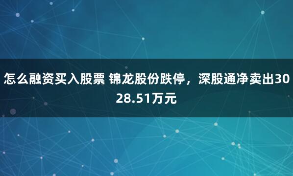 怎么融资买入股票 锦龙股份跌停，深股通净卖出3028.51万元